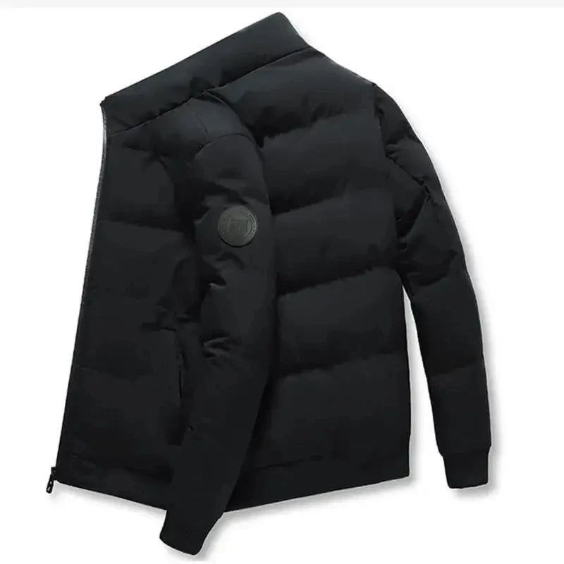 Chaqueta Gruesa con Cremallera para Hombre — Color Sólido, Otoño/Invierno