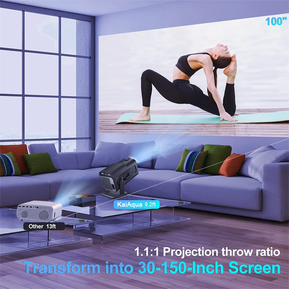 2025 4K Android 11 Proyector Nativo 1080P 390ANSI HY320 Dual Wifi6 BT5.0 1920*1080P Cine Proyector portátil actualizado HY300