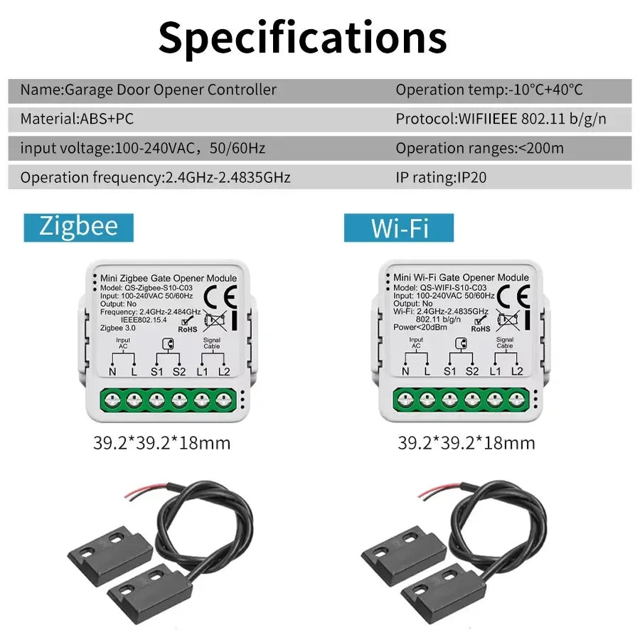 Controlador de Puerta de Garaje WiFi Zigbee Smart Life