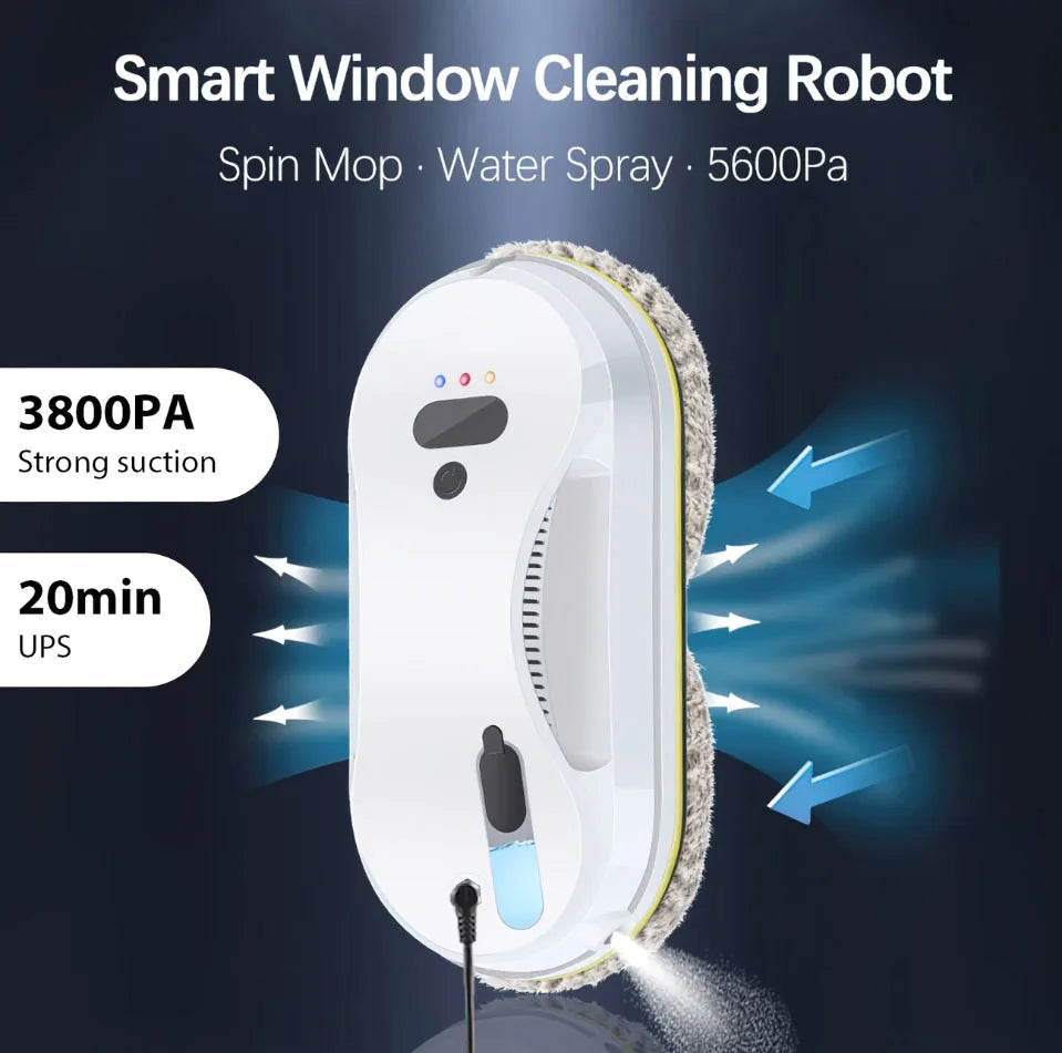 Hengkesen Robot de limpieza de ventanas inteligente mejorado de nueva generación Limpieza de vidrio eléctrica totalmente automática Limpiador de ventanas con control remoto Spray de agua automático Adecuado para vetros y