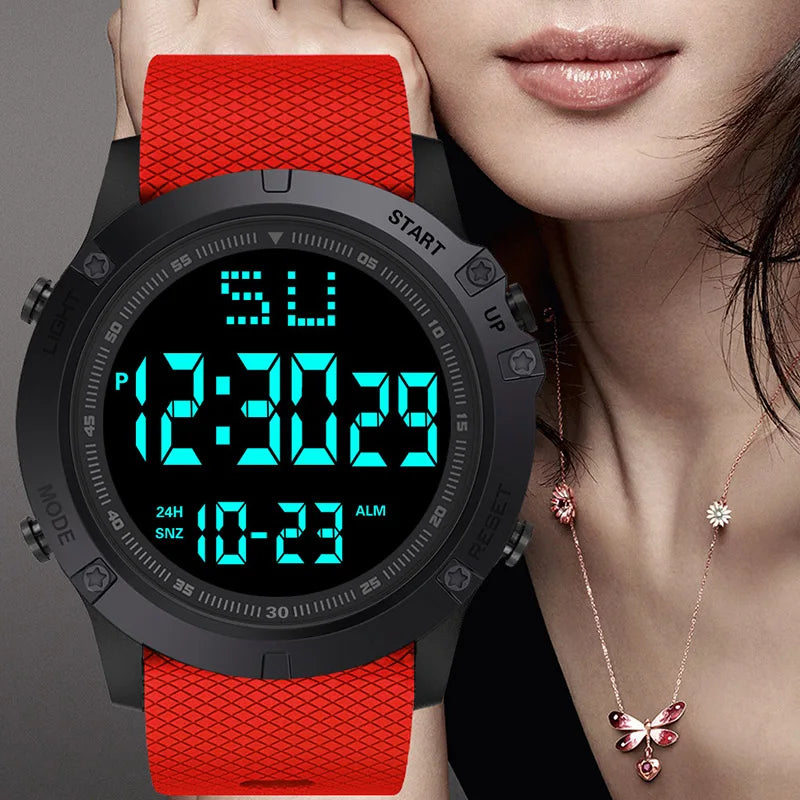 Reloj deportivo multifunción para hombre y niño, pulsera Digital LED luminosa, resistente al agua, esfera grande, electrónica para estudiantes