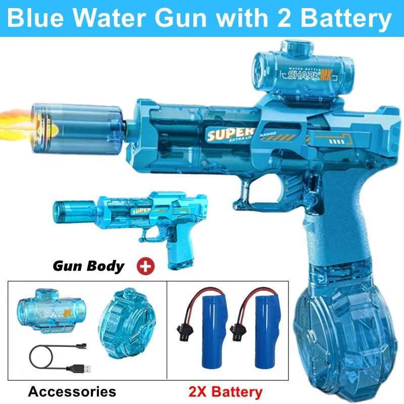 Pistola de Agua Eléctrica con LED para Fiestas y Piscina