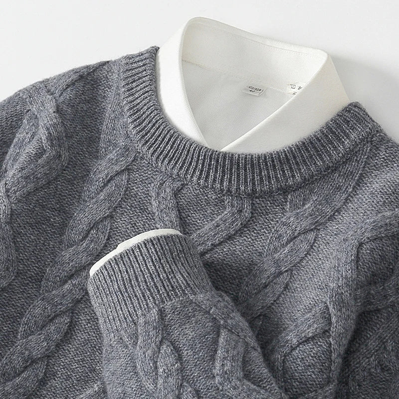 Suéter de Cachemira Grueso para Hombre - Cuello Redondo