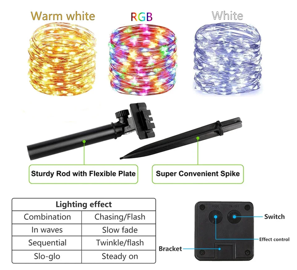 Guirnalda de Luces Solares 1000 LED para Jardín y Fiestas