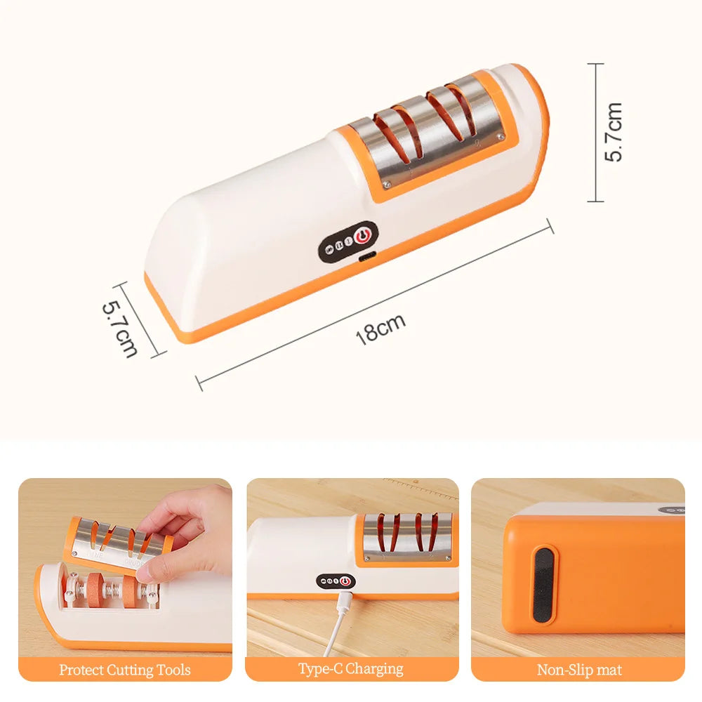 Afilador de cuchillos eléctrico, utensilios de cocina totalmente automáticos, afilador de cuchillos potente profesional de 4 velocidades, cuchillo de cocina doméstico sh