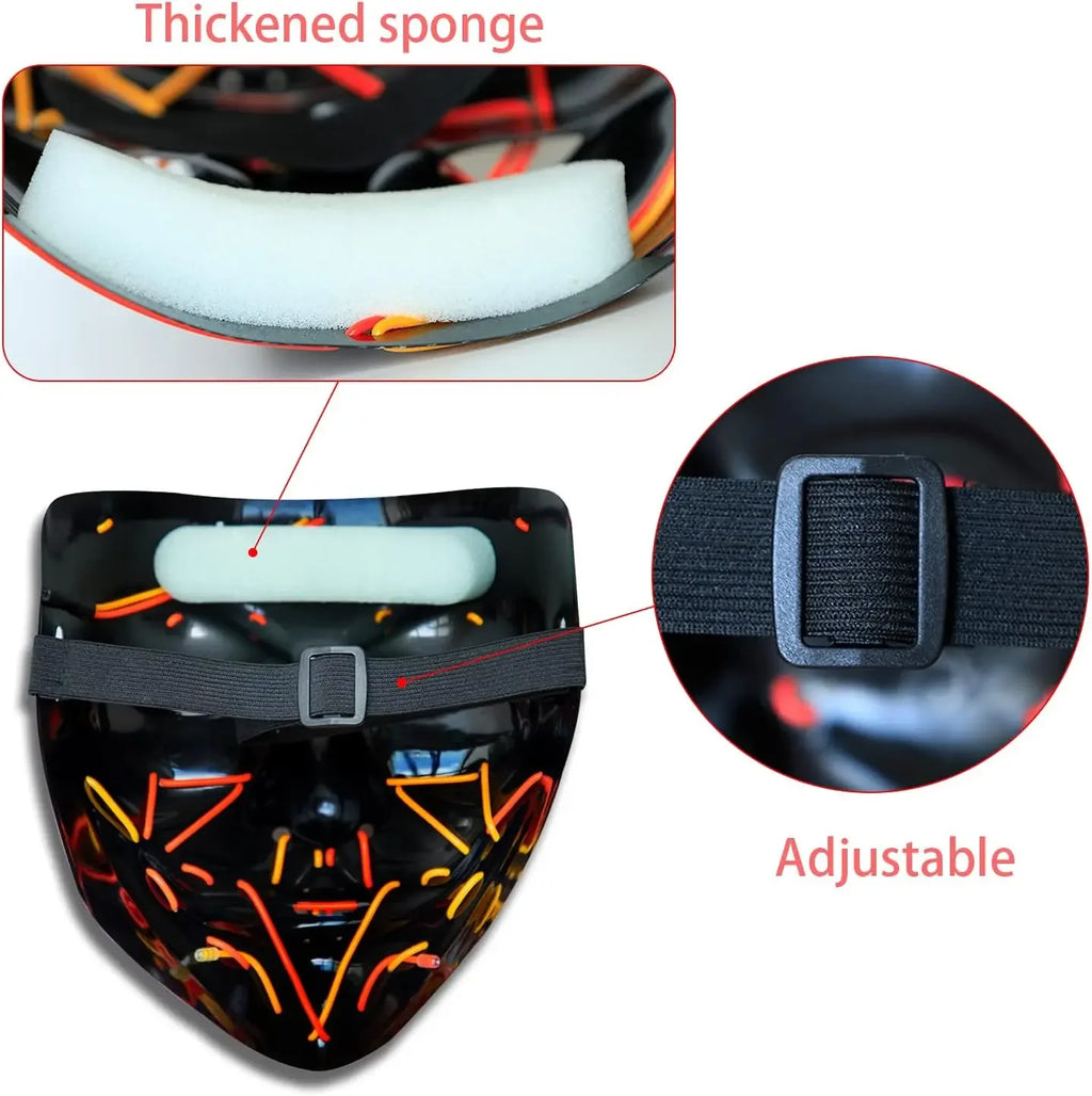 Máscara de Halloween Poptrend, máscara con luz LED, máscara aterradora para Festival, Cosplay, disfraz de Halloween, fiestas de disfraces, regalo de Carnaval