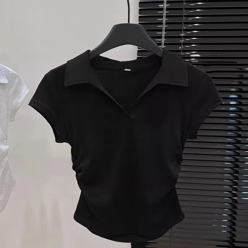 Camiseta Básica Ajustada de Algodón para Mujer