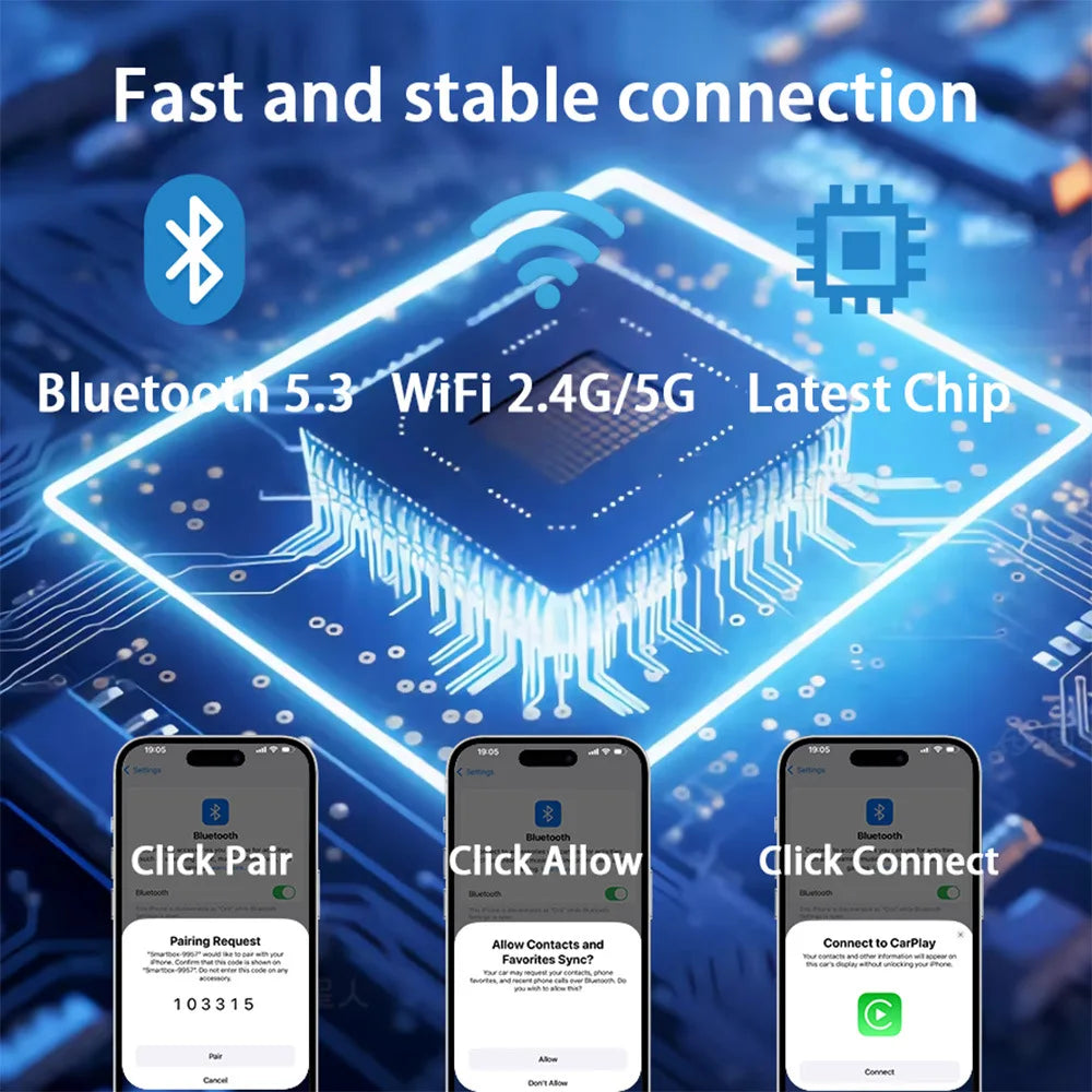 Adaptador inalámbrico 2 en 1 para CarPlay y Android Auto con WiFi y Bluetooth