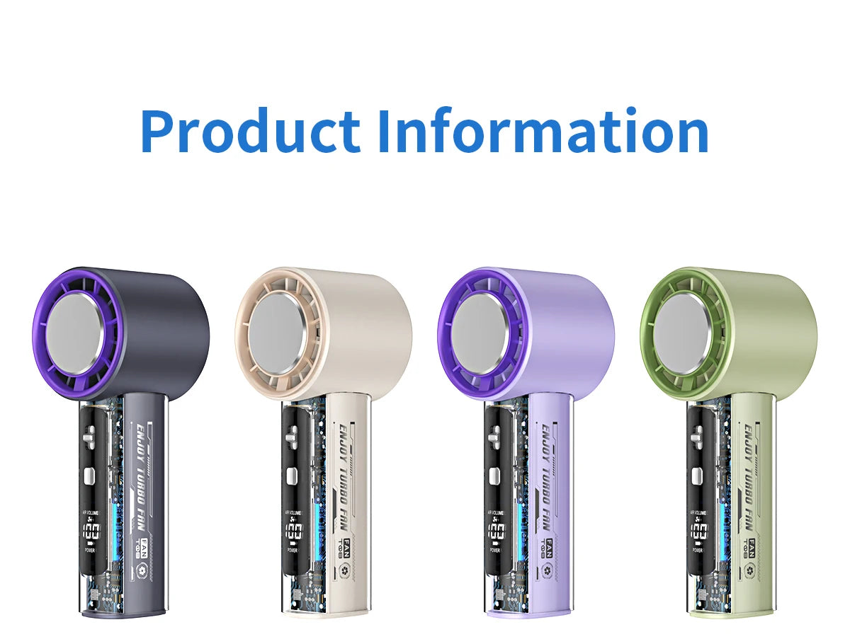 Refrigeración de alta velocidad, ventilador pequeño de mano, pantalla digital inteligente, botones físicos, ajuste de velocidad del viento, mini portátil