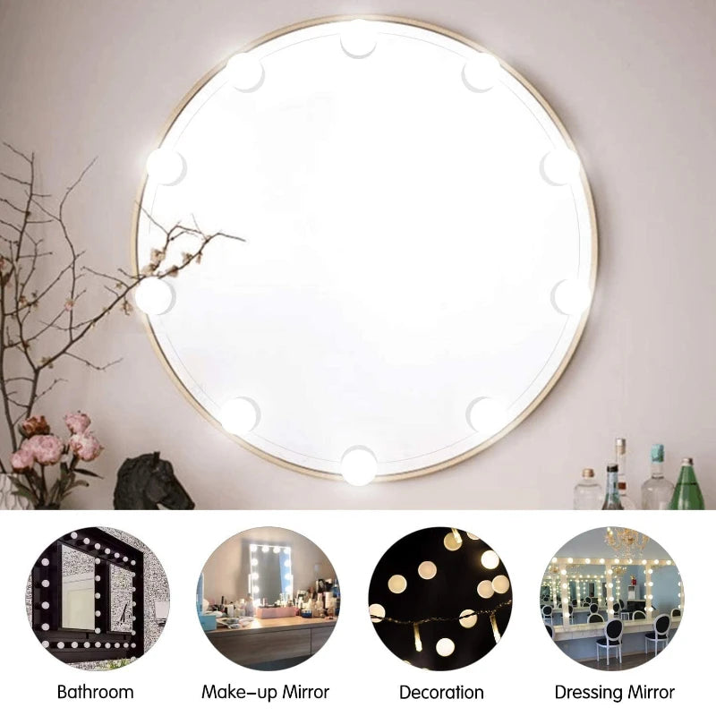 Bombillas de espejo, luces de tocador USB de 5V, iluminación de tocador de baño, luz LED de tocador regulable para espejo de maquillaje, luz LED