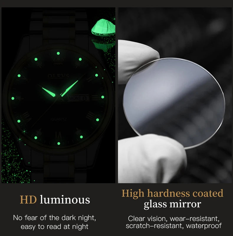 Reloj de Cuarzo OLEVS para Hombre Acero Inoxidable Luminoso