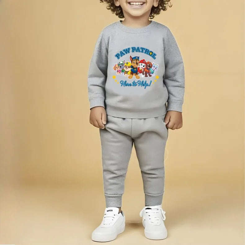 PAW Patrol-Conjunto de sudaderas con capucha para niños, Jersey informal y pantalón de chándal, traje de dos piezas, chándal deportivo para niño, primavera y otoño