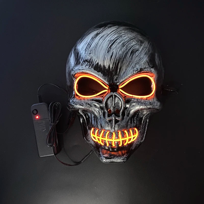 Máscara de calavera malvada, mascarada de Carnaval de Halloween, Casa Encantada, decoración aterradora, esqueleto de Cosplay, Fiesta Temática aterradora, máscara iluminada