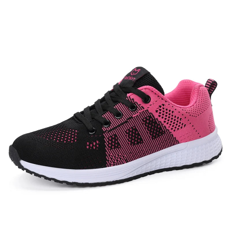 Zapatillas transpirables para correr para mujer, zapatillas deportivas ligeras antideslizantes para mujer, zapatillas suaves para exteriores con cordones, tenis de moda