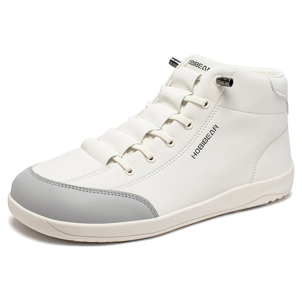 HOBIBEAR Zapatos descalzos de caña media, botines minimalistas con punta ancha Unisex, zapatillas antideslizantes de cuero Artificial para exteriores