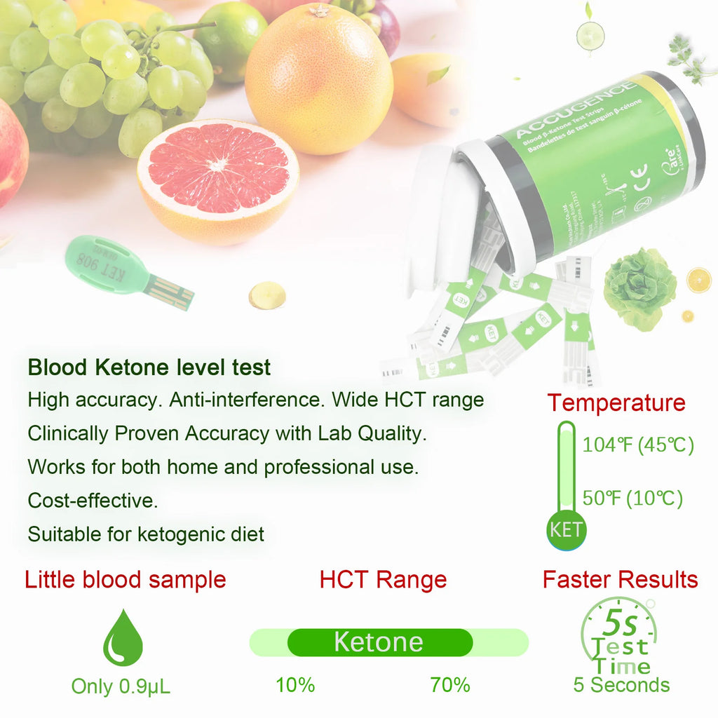 Kit medidor de cetonas en sangre con tiras reactivas para dieta keto