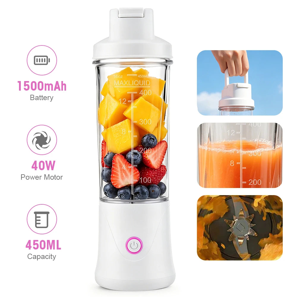 Exprimidor Portátil 450ml con 12 Cuchillas