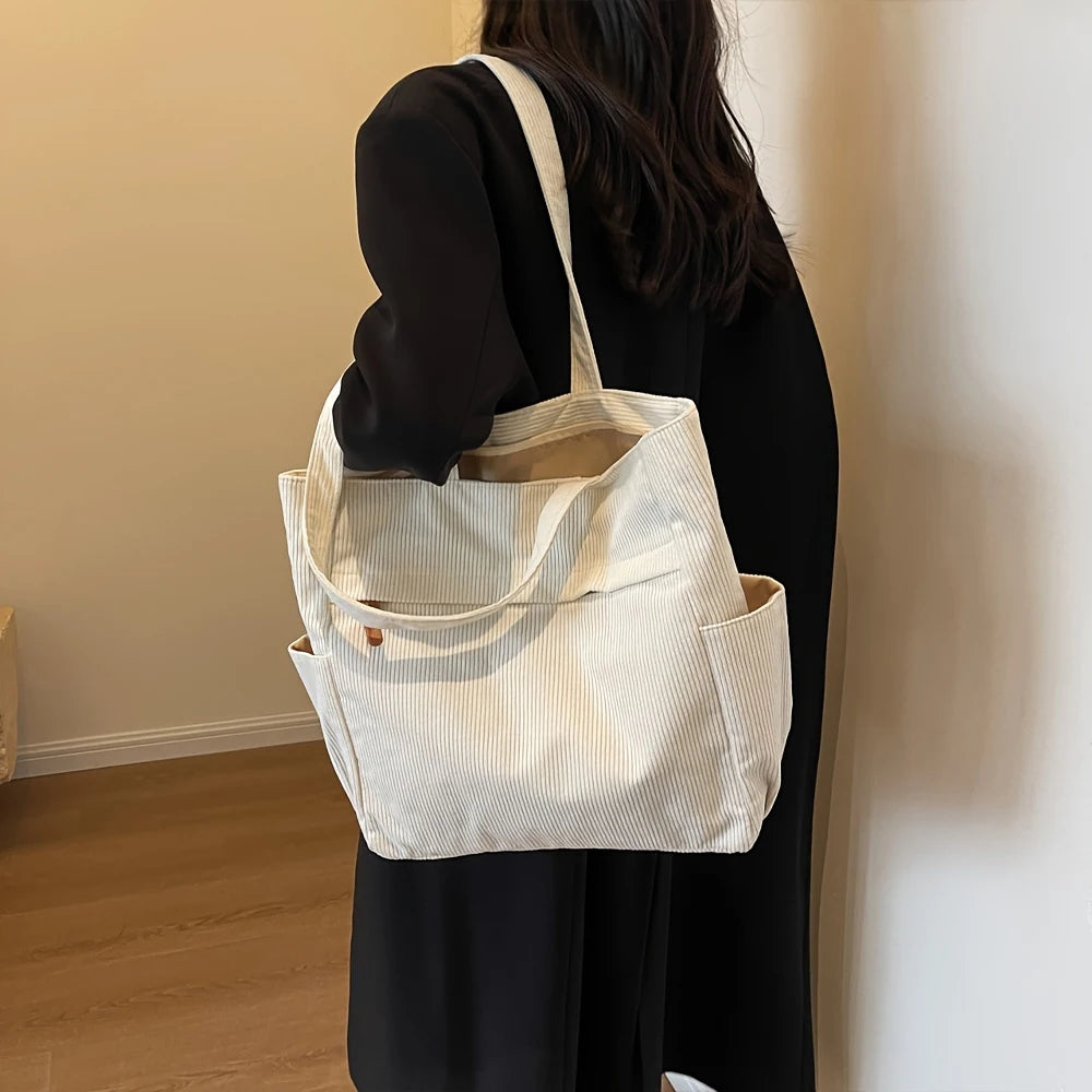 Bolso de Lona Polar de Gran Capacidad para Mujer