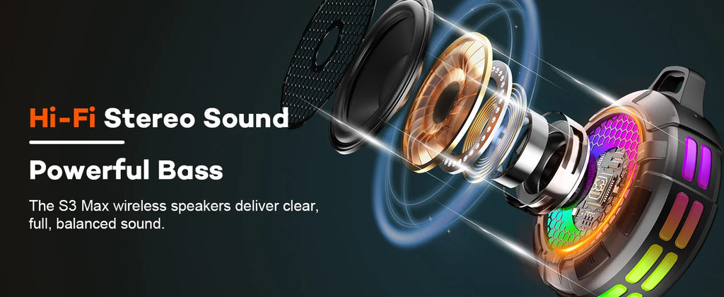 Altavoz Bluetooth resistente al agua IPX7, altavoz de ducha inalámbrico portátil con luces dinámicas, modo TWS, sonido estéreo fuerte, graves robustos