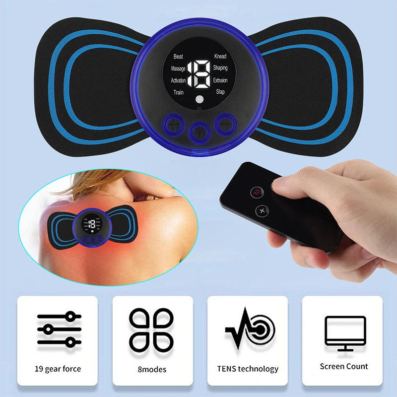 Masajeador de cuello de pulso TENS eléctrico EMS masaje Cervical para cuello espalda cuerpo Estimulador muscular eléctrico electroestimulador 19 engranajes