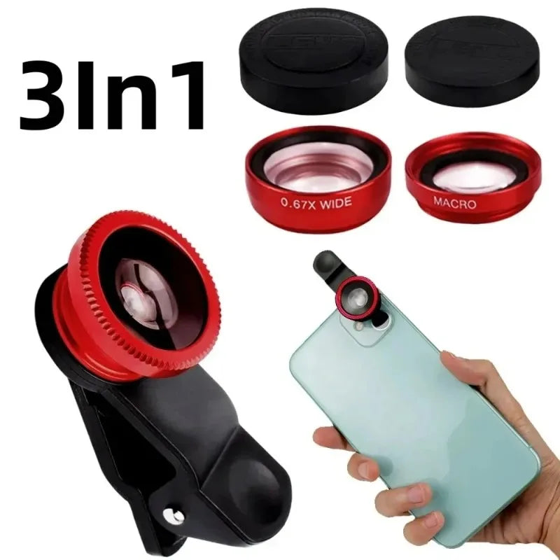 Kit de Lentes para Teléfono Gran Angular y Ojo de Pez HD
