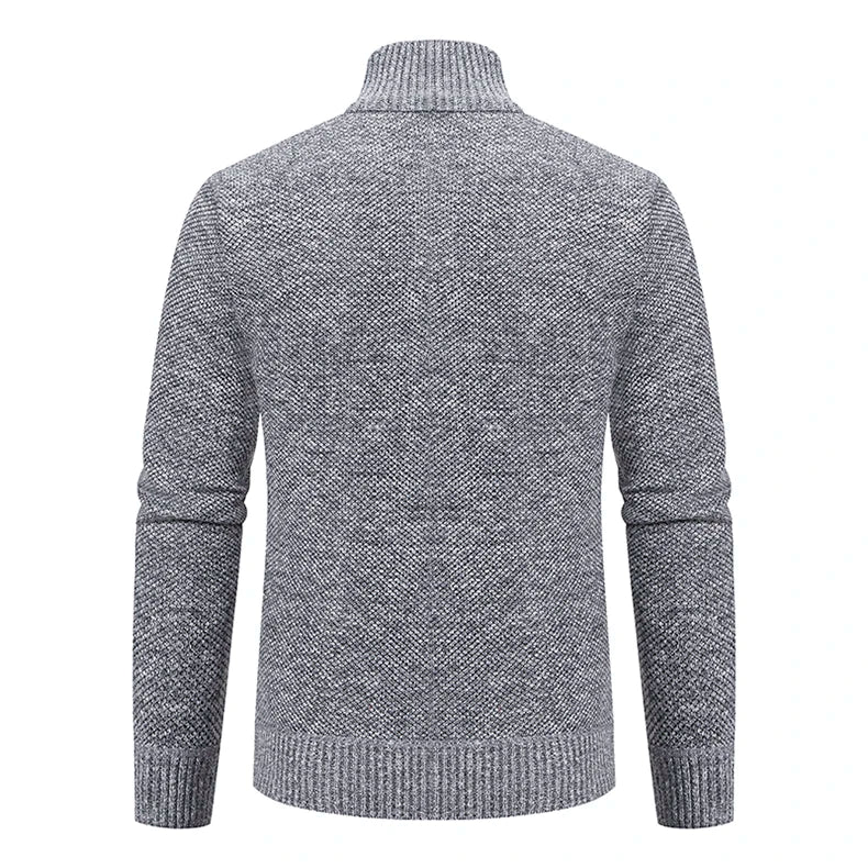 Buzo Cárdigan con Cremallera para Hombre – Cuello Alto y Forro Polar