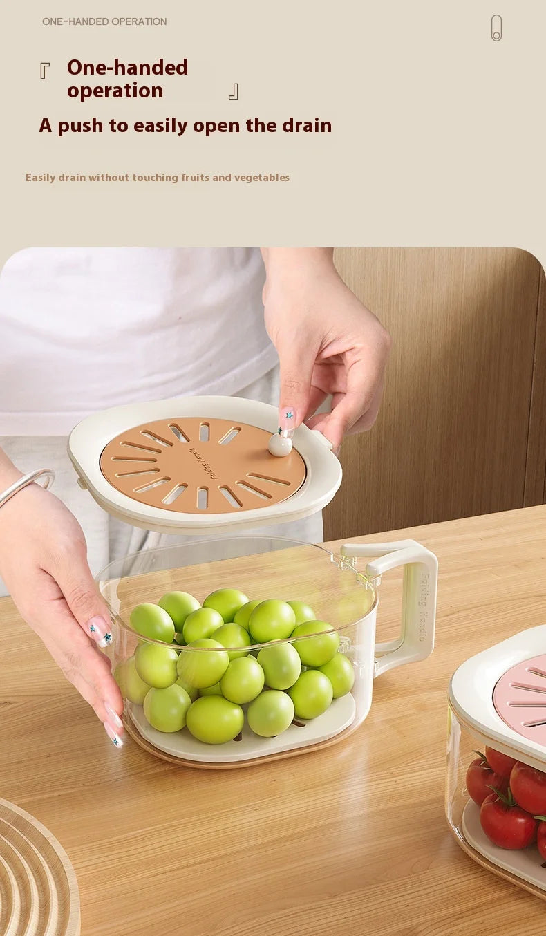 Cesta de drenaje grande, bonita cesta de frutas, filtro de agua telescópico, cesta de verduras para lavado de deshidratación gruesa 2 en 1 con tapa