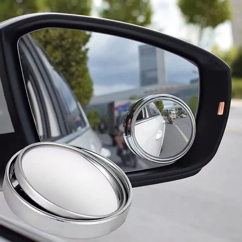 Espejo de punto ciego convexo con marco redondo, gran angular de 360 grados, espejo retrovisor transparente ajustable, accesorios para coche, 2 uds.