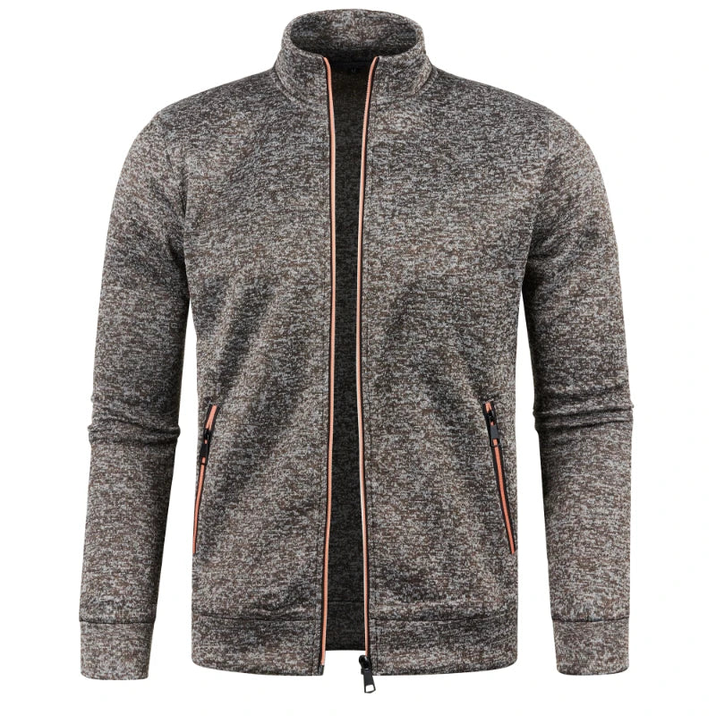 Otoño e Invierno, nuevo suéter largo con cremallera y mangas de bloque de Color para hombre, suéter fino de felpa, chaqueta informal ajustada, abrigo cómodo