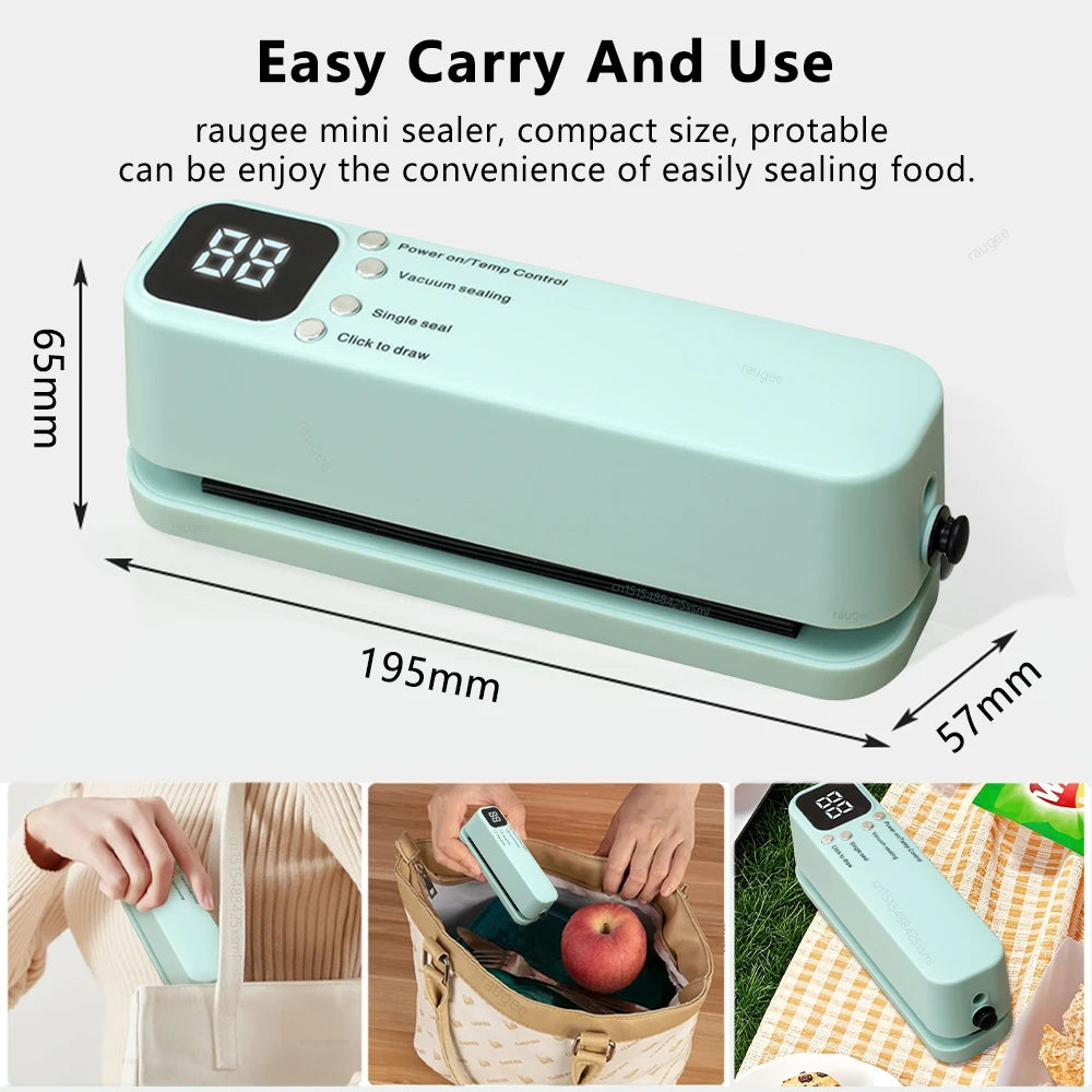 Sellador al vacío portátil inalámbrico con carga USB y 3 modos de sellado