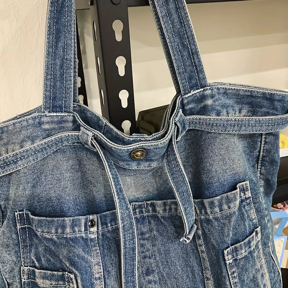 Bolso informal de gran capacidad, bolso de mano vaquero, todo a la moda, bolso de hombro de alto nivel de apariencia, bolso para ir al trabajo