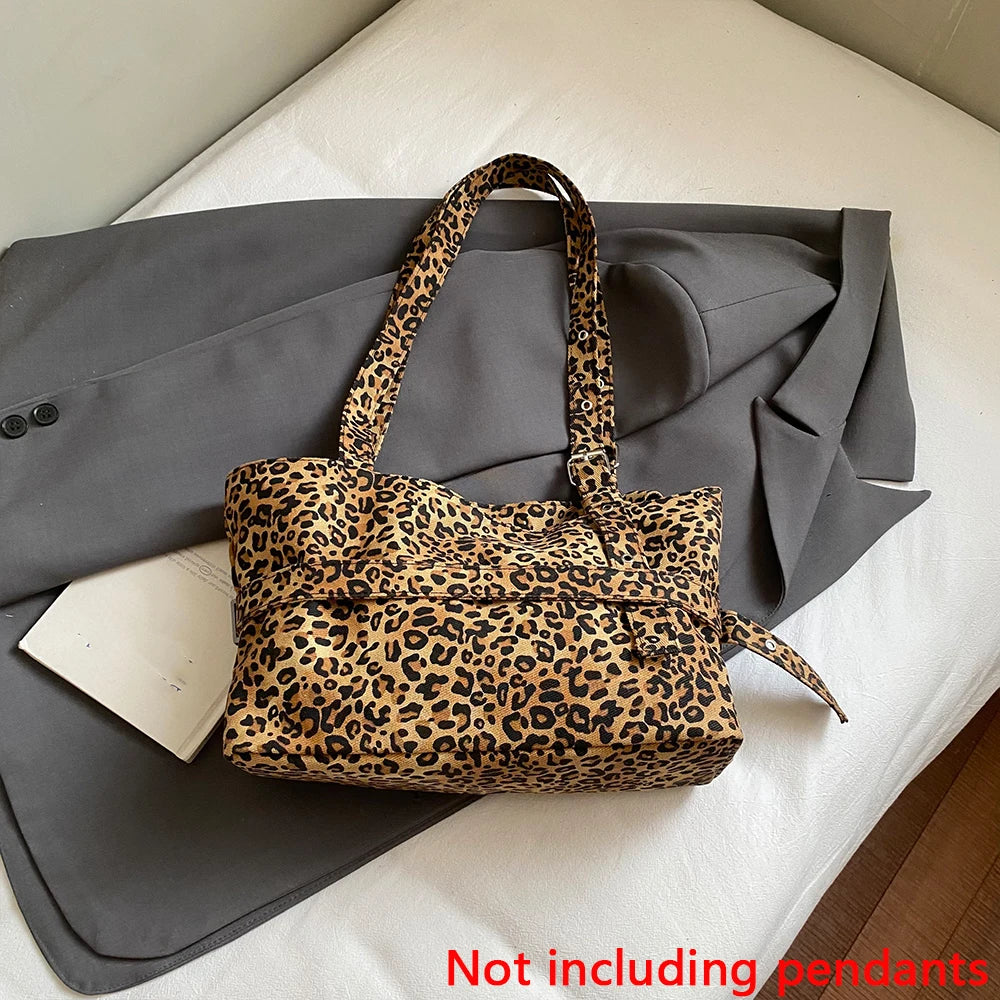 Bolso de Hombro Grande con Estampado Leopardo para Mujer
