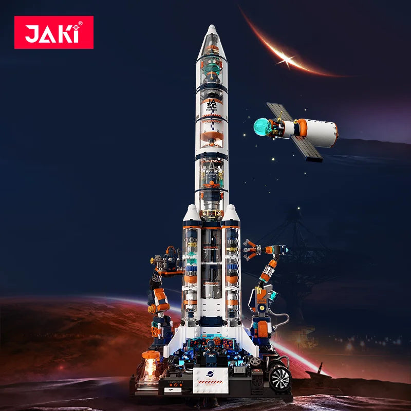 Serie de exploración espacial JAKI, modelo de ensamblaje de bloques de construcción de módulo de núcleo de súper cohete avanzado Dawn, juguete de regalo de cumpleaños para niño
