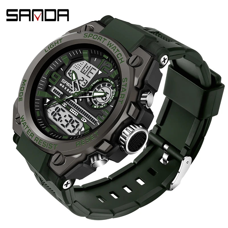 Reloj Militar SANDA Pantalla Dual LED Digital para Hombre