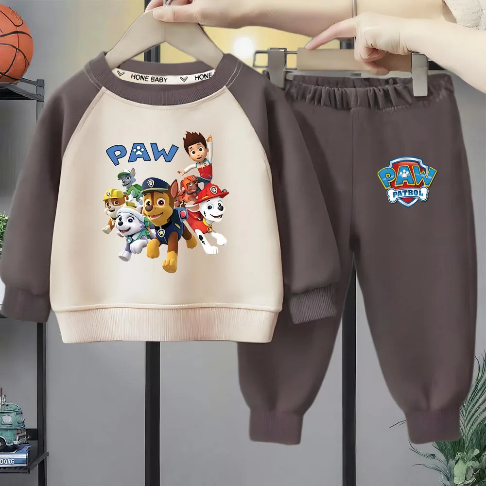 PAW Patrol, conjuntos de sudaderas con capucha de manga larga empalmadas con cuello redondo para bebés, sudadera informal y pantalón de chándal para niños, traje de 2 uds para Primavera/otoño nuevo