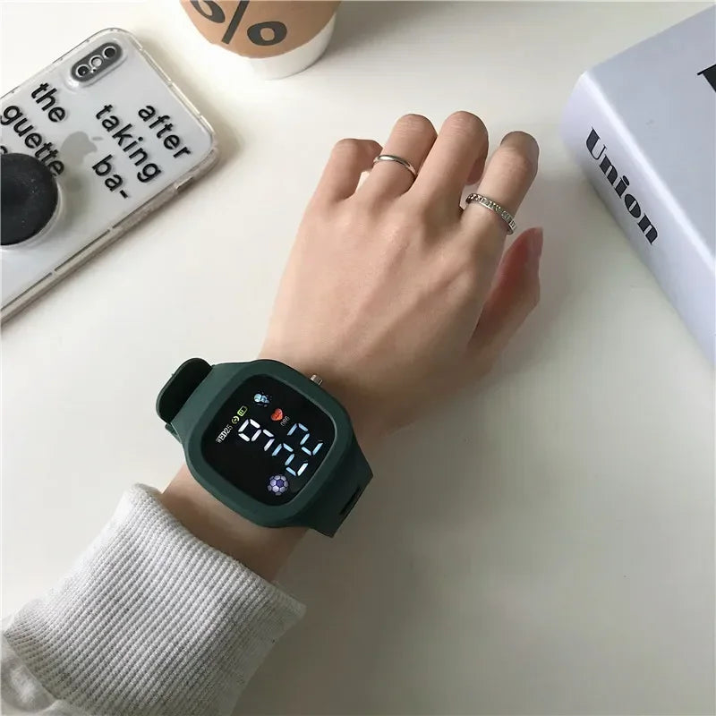Reloj infantil con orejas de gato y pulsera, reloj digital impermeable, reloj deportivo electrónico LED para niñas, niños, estudiantes, regalo para niños