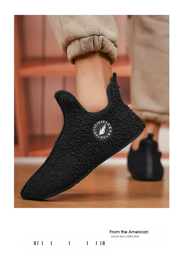 YRZL, zapatos de algodón de invierno para hombre, zapatillas ligeras sin cordones de alta calidad, mocasines de algodón de felpa para interiores, zapatos cálidos Unisex