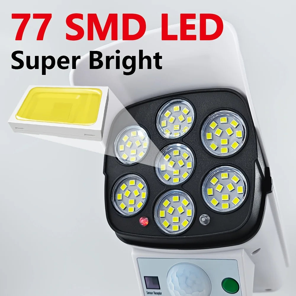 Luces Solares 77LED con Sensor de Movimiento y Control Remoto