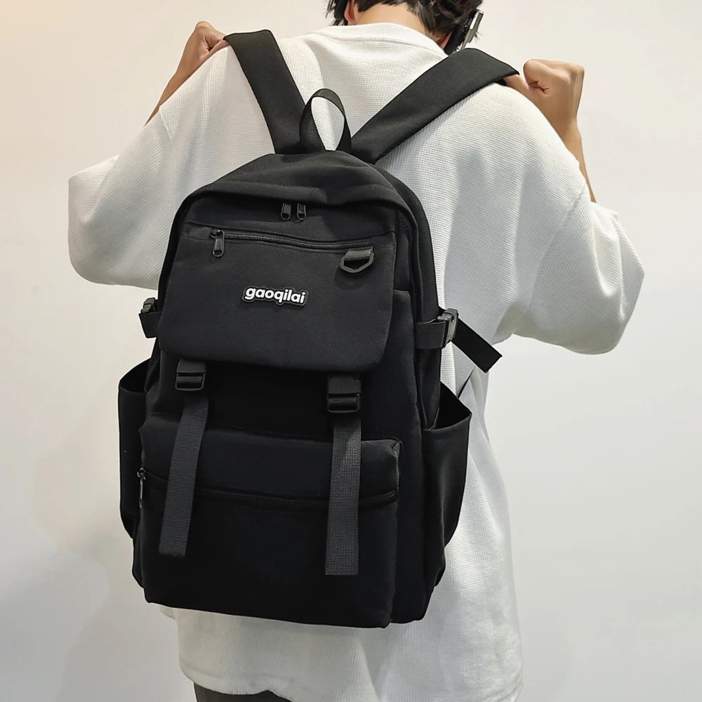 Mochila informal de nailon con bloques de color, mochila escolar de gran capacidad, bolso versátil para uso diario y viajes