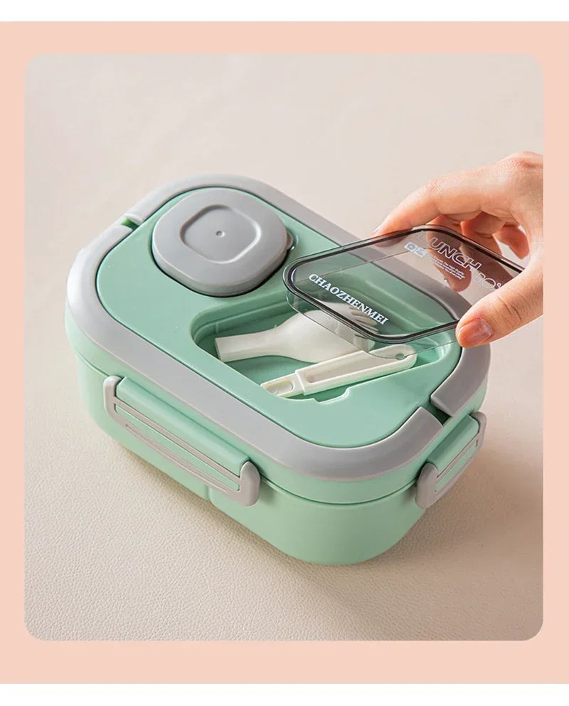 Fiambrera portátil con compartimento, caja con asa de transporte Bento de paja de trigo, contenedores de vajilla reutilizables, contenedores de comida para aperitivos y comida