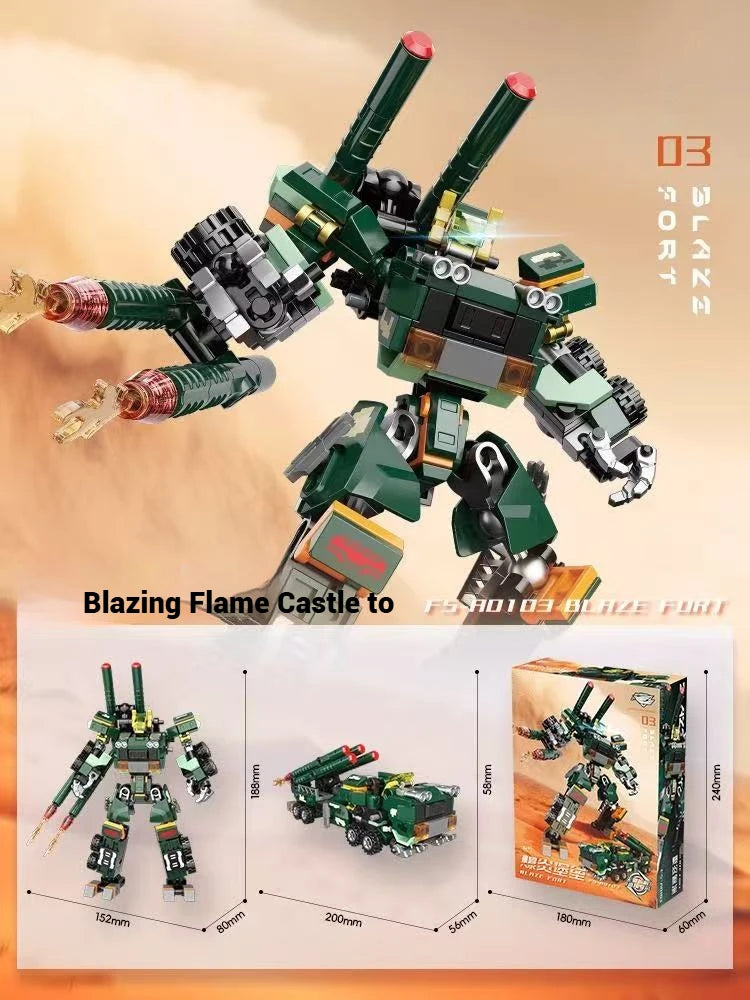 Robot transformador, decoración creativa para el hogar, modelo mecha, conjunto de bloques de construcción de juguete, juguete para regalo de cumpleaños para niños