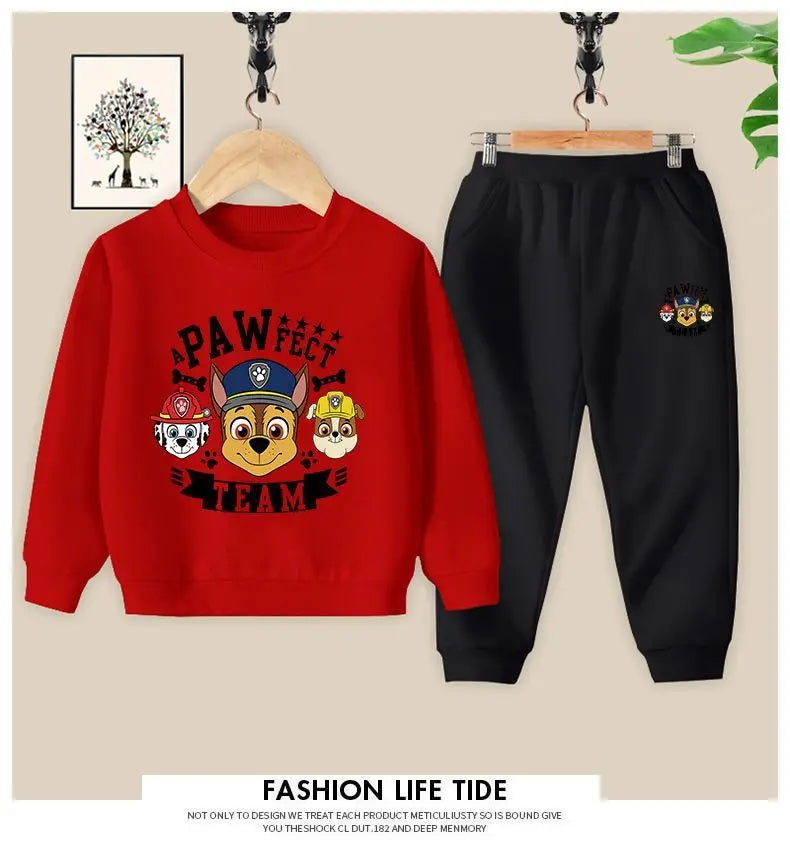 PAW Patrol-Conjuntos de ropa para niños, jersey con cuello redondo y pantalón largo, traje de dos piezas, sudaderas finas, primavera y otoño
