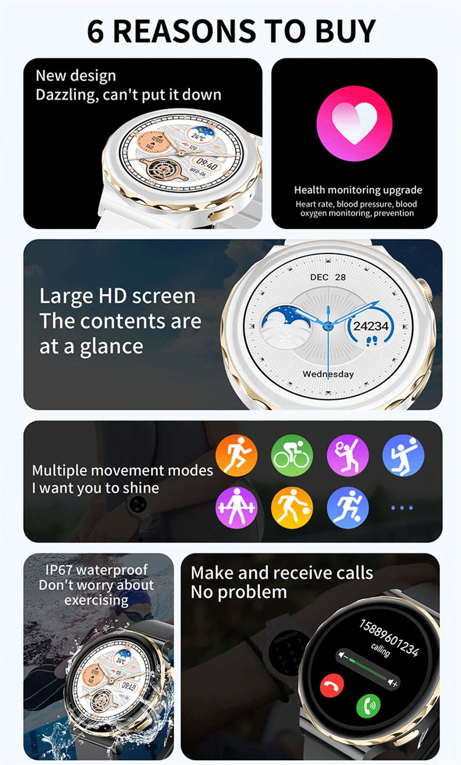 Smartwatch AMOLED ECG+PPG Mujer Impermeable