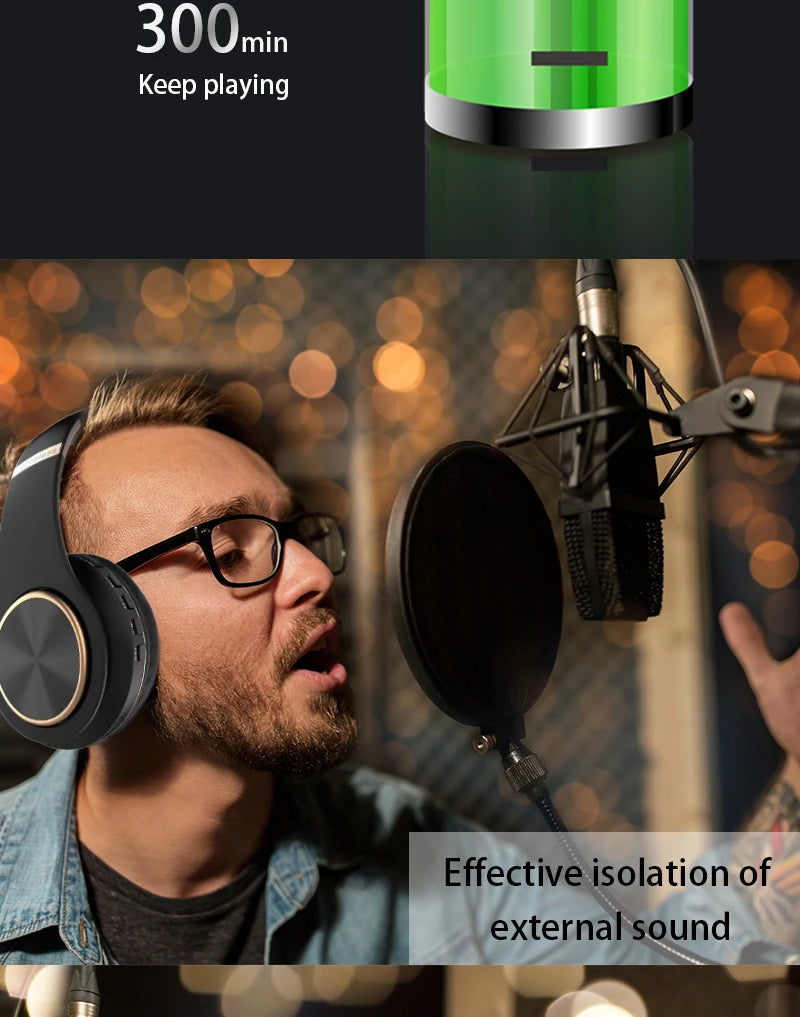 Auriculares inalámbricos supraaurales Bluetooth 5.3 HiFi estéreo de baja latencia con cancelación de ruido, auriculares para juegos con micrófono ENC