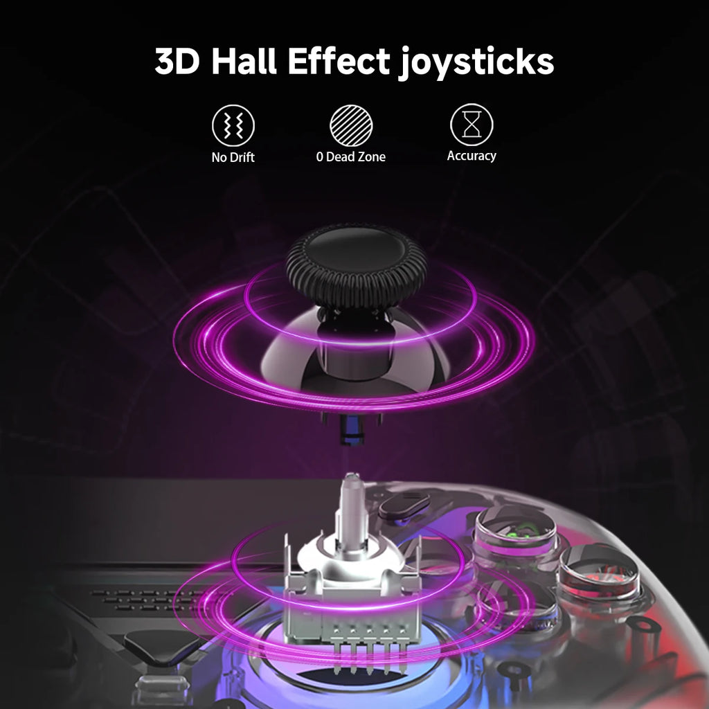 Controlador inalámbrico transparente HG-04D para PS5/PC/iOS/Android/Steam con BT 5,3, botón Macro, panel táctil, disparadores de llamada y Joystick