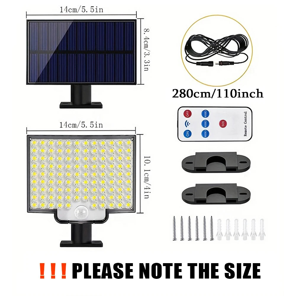 Lámpara Solar 106 LED para Exterior con Sensor de Movimiento Impermeable