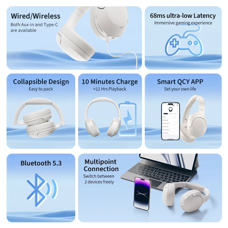 QCY H3 Lite Auriculares ANC Bluetooth 5.3 60H