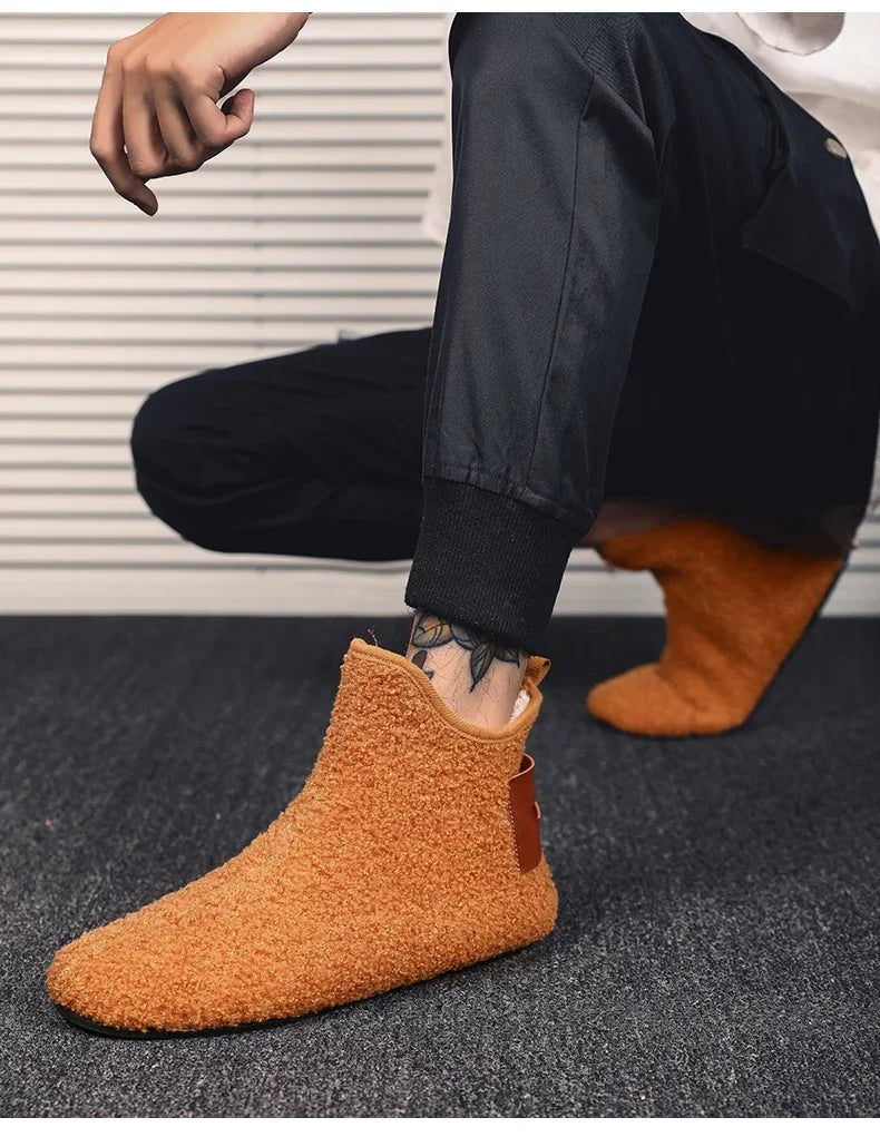 YRZL, zapatos de algodón de invierno para hombre, zapatillas ligeras sin cordones de alta calidad, mocasines de algodón de felpa para interiores, zapatos cálidos de invierno para hombre