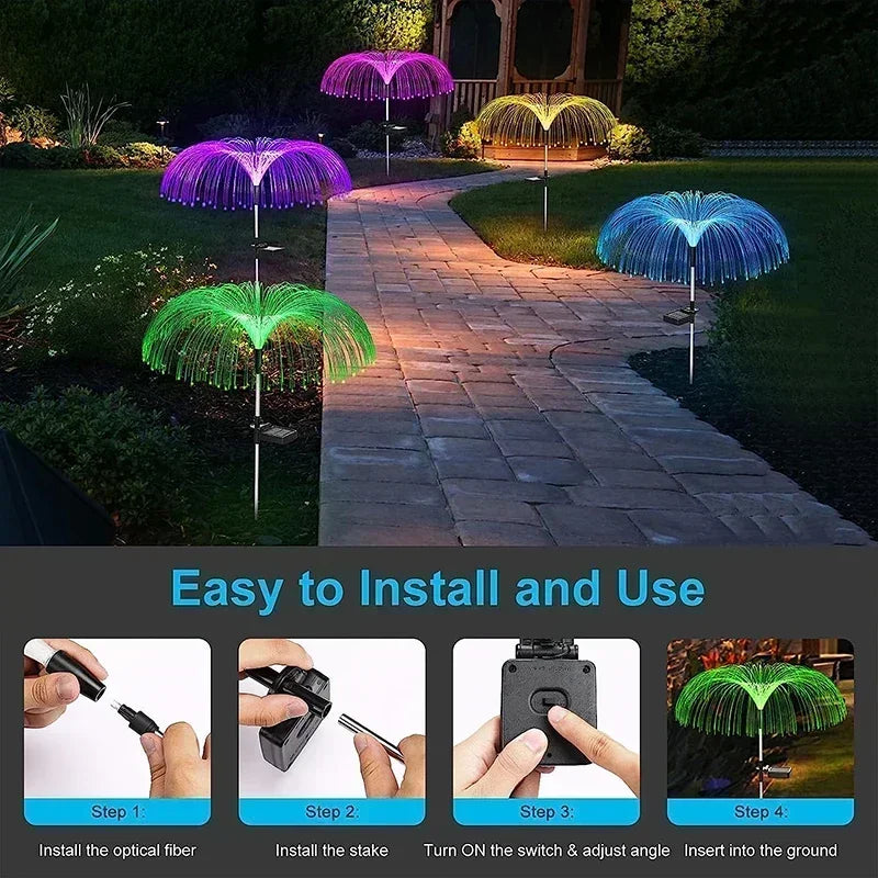 Luces Solares de Jardín con Medusas de Fibra Óptica