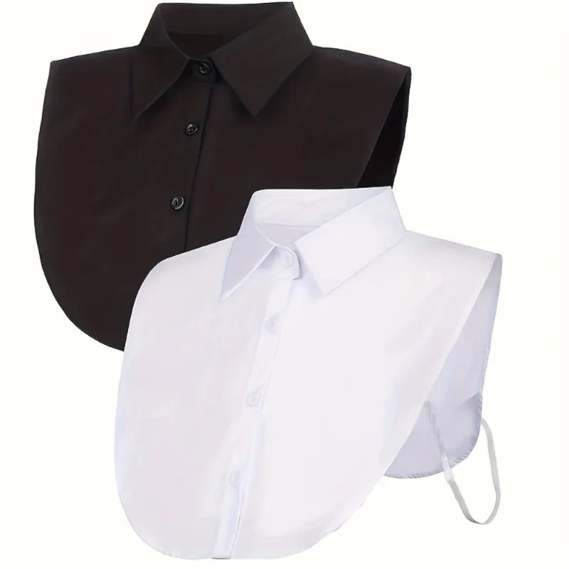 Cuello de Camisa Falso de Talla Única, Elegante y Desmontable con Botones para Estilo de Atuendo en Capas, Accesorio de Moda, Diseño sin Mangas